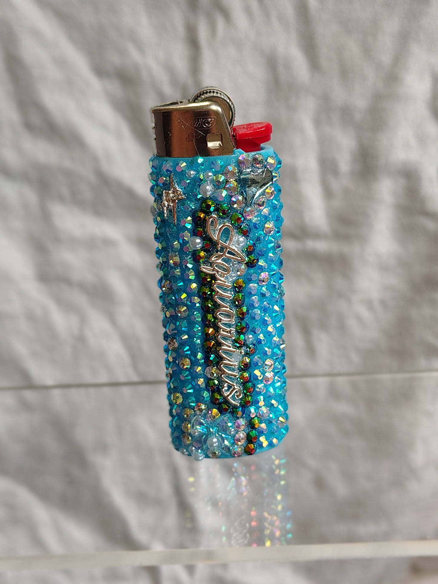 Aquarius Glam Lighter | Handmade Bedazzled Zodiac Glam Lighter