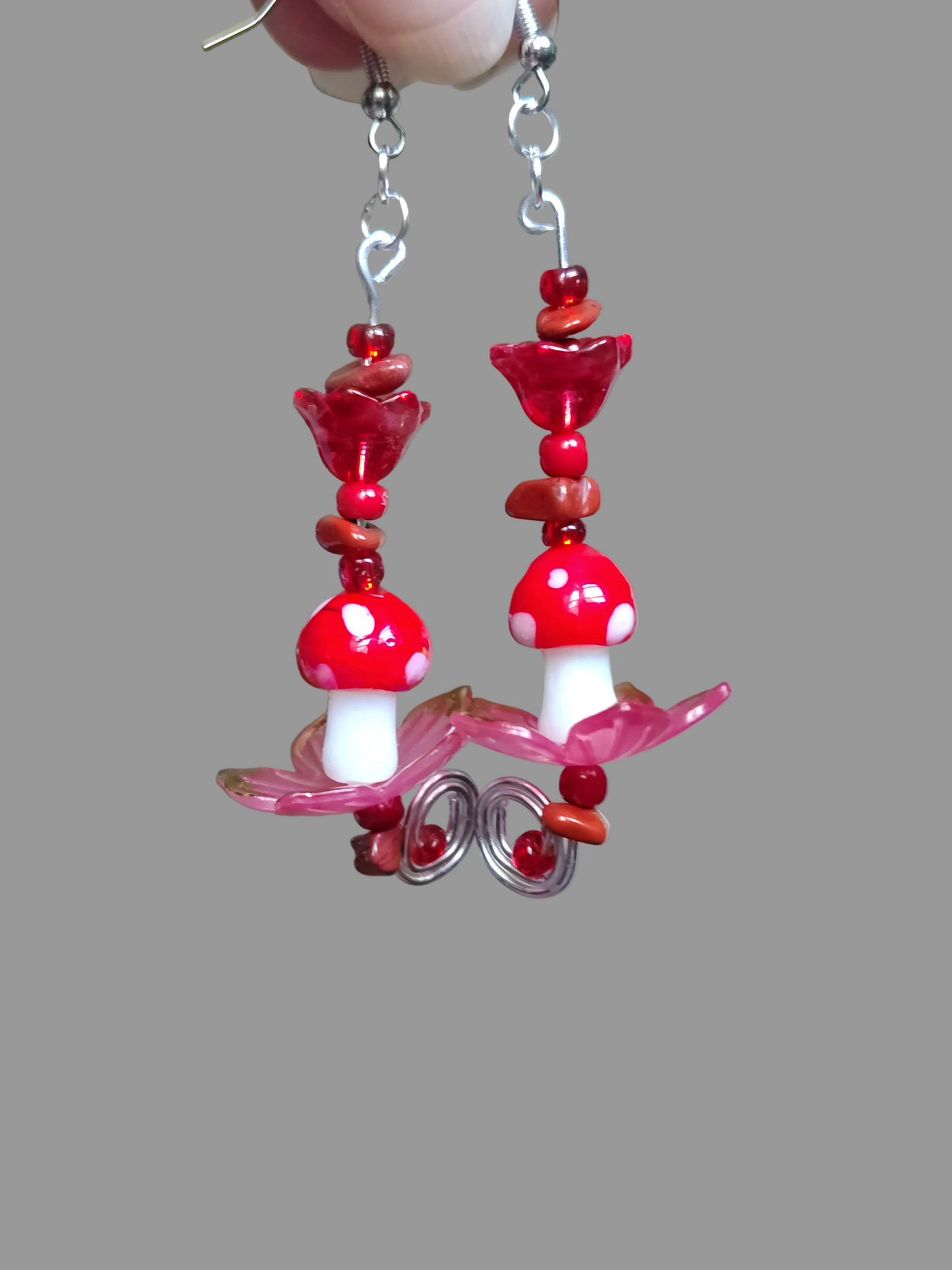 Firecap Forest™ Dangle Earrings | Red Jasper Fairy Cottagecore Jewelry