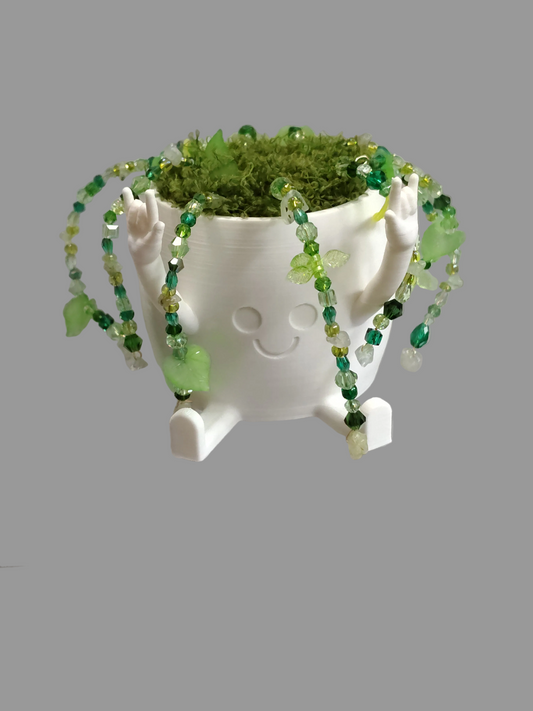 Mr. Moss Sprite Delight™ | Handmade Cottagecore Prehnite Crystals Planter Decor