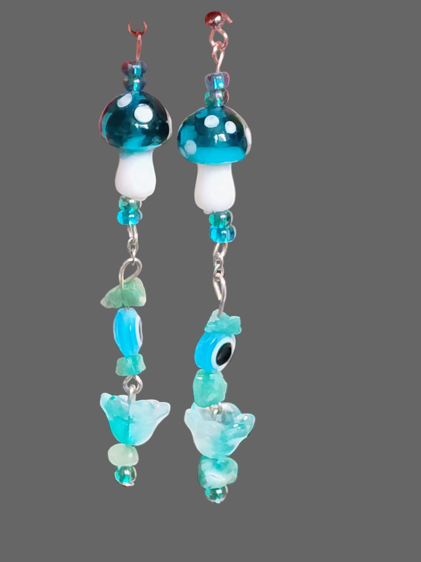 Bluebell Guardian™ Earrings | Handmade Whimsical Mushroom Dangle Earrings
