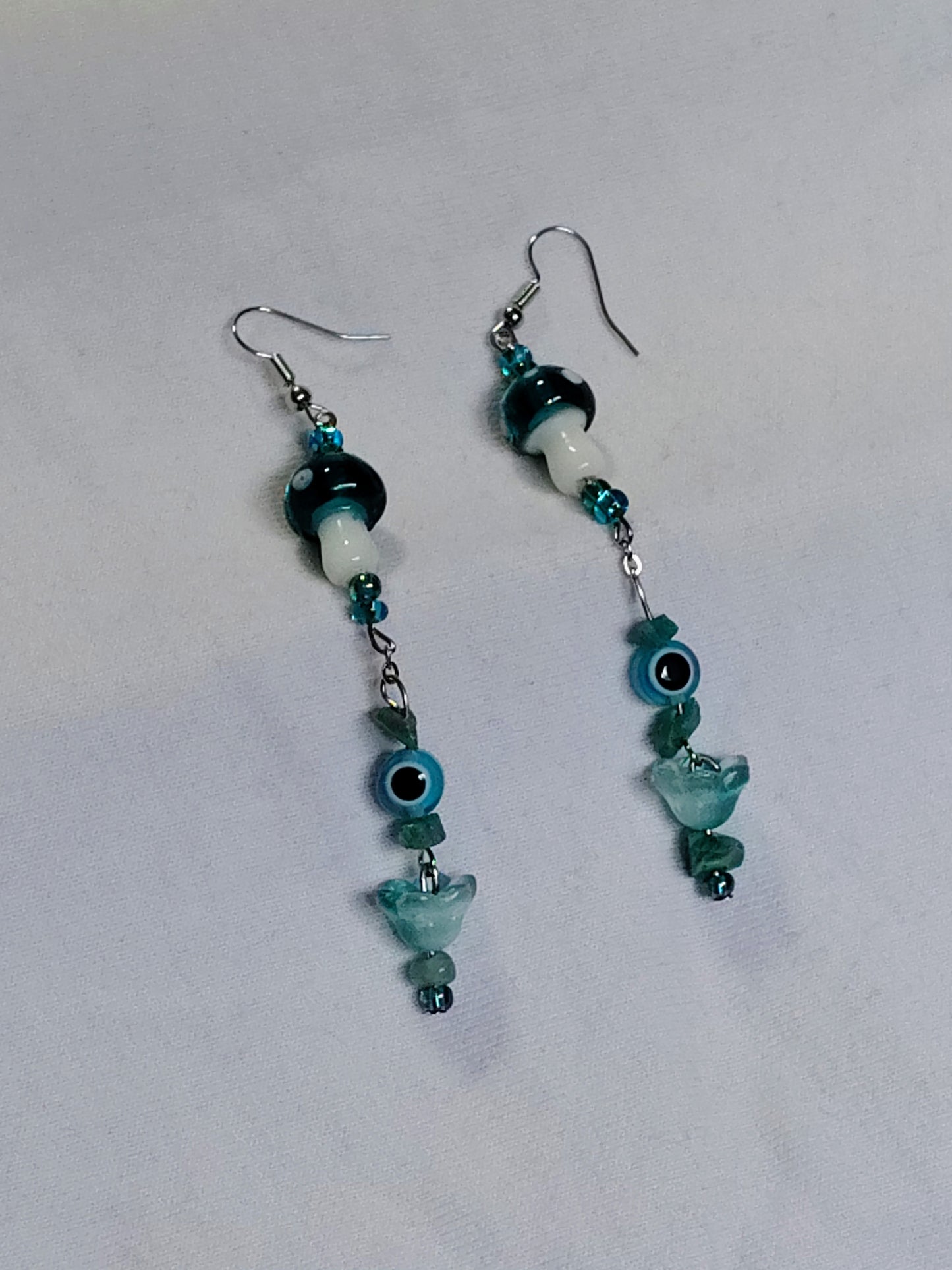 Bluebell Guardian™ Earrings | Handmade Whimsical Mushroom Dangle Earrings