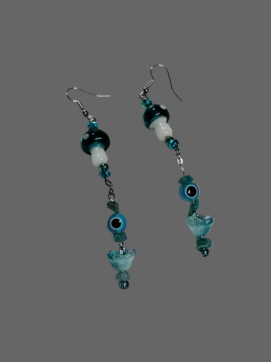 Bluebell Guardian™ Earrings | Handmade Whimsical Mushroom Dangle Earrings