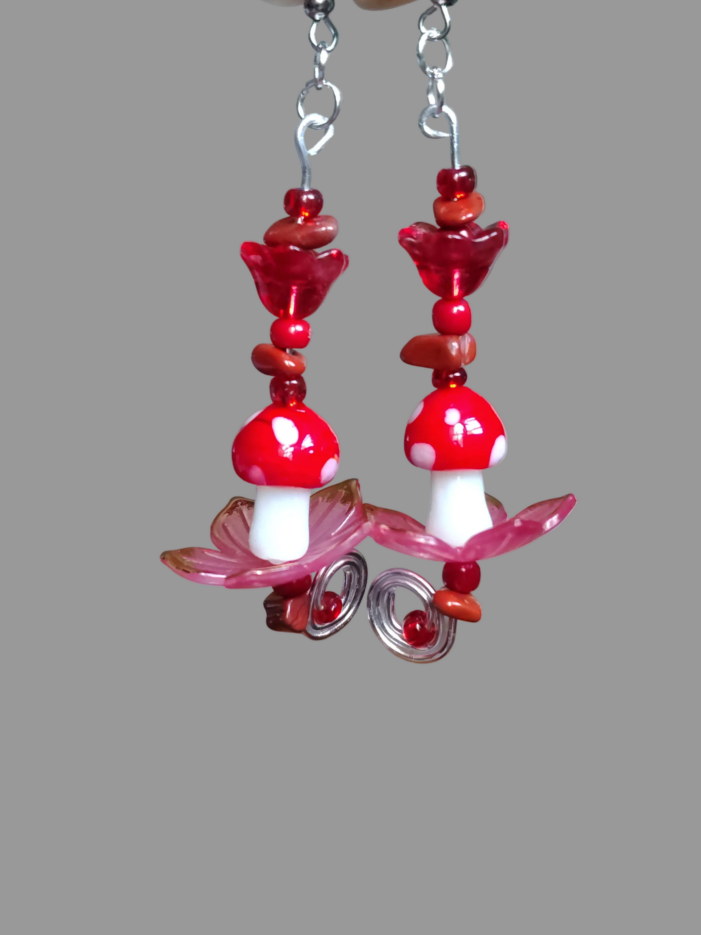Firecap Forest™ Dangle Earrings | Red Jasper Fairy Cottagecore Jewelry