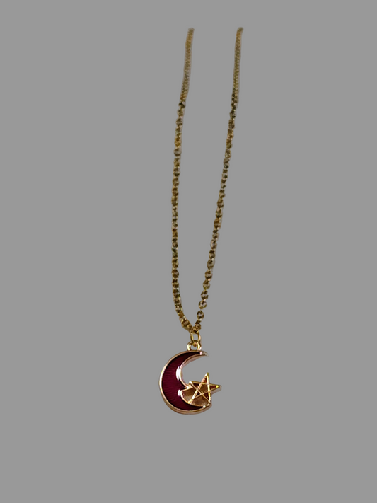 Crimson MoonSpell™ Choker | Handmade Celestial Moon Star Choker Necklace for Children and Adults