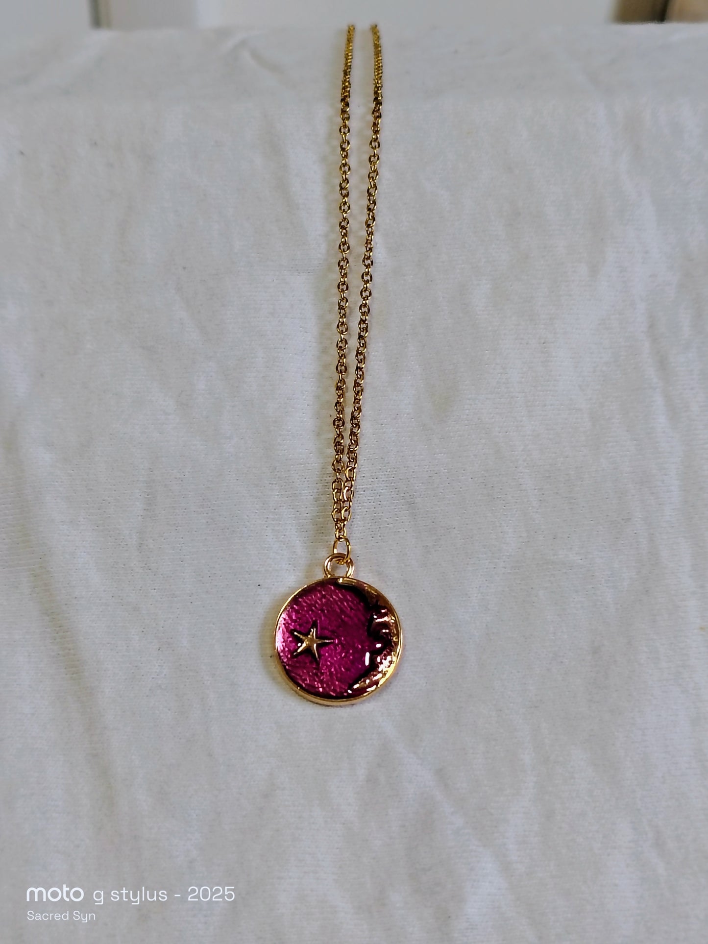 Violet Stardust Moon™ Necklace | Handmade Dreamy Celestial Jewelry for Children and Adults