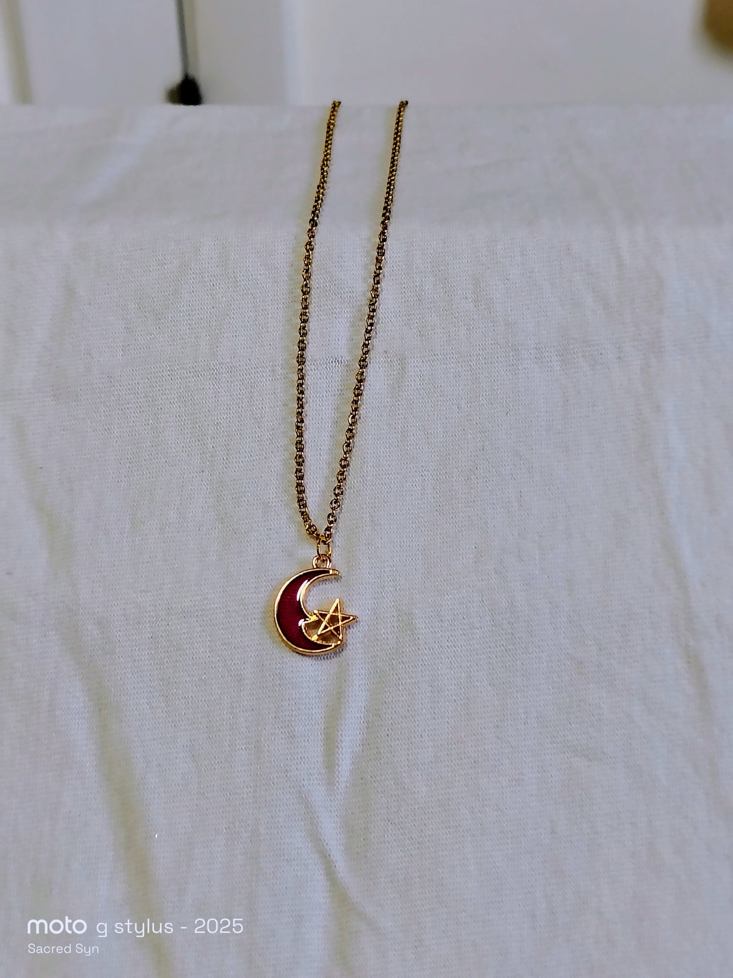 Crimson MoonSpell™ Choker | Handmade Celestial Moon Star Choker Necklace for Children and Adults