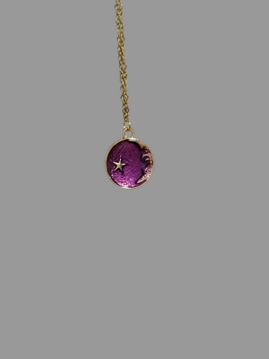 Violet Stardust Moon™ Necklace | Handmade Dreamy Celestial Jewelry for Children and Adults