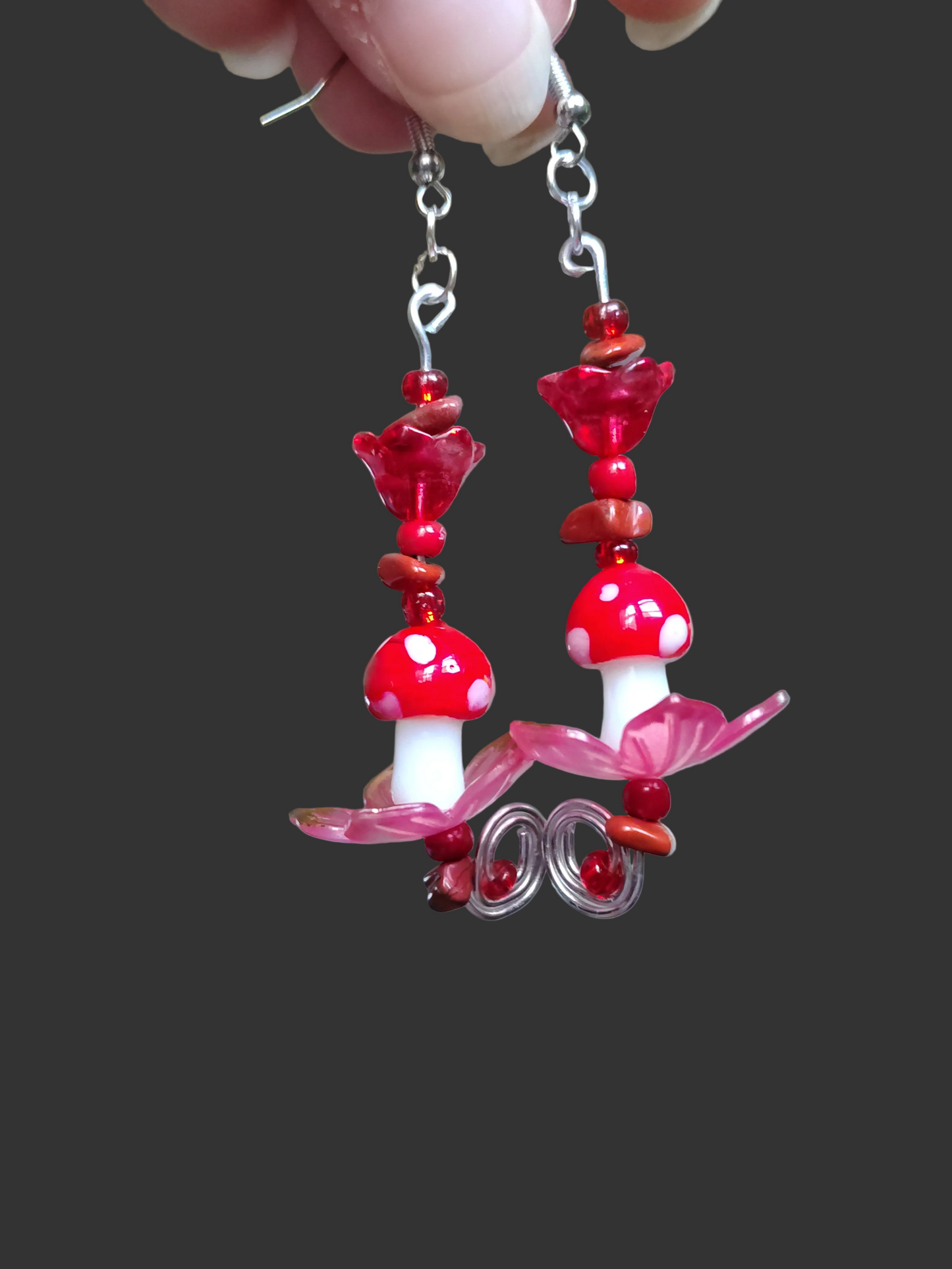 Firecap Forest™ Dangle Earrings | Red Jasper Fairy Cottagecore Jewelry